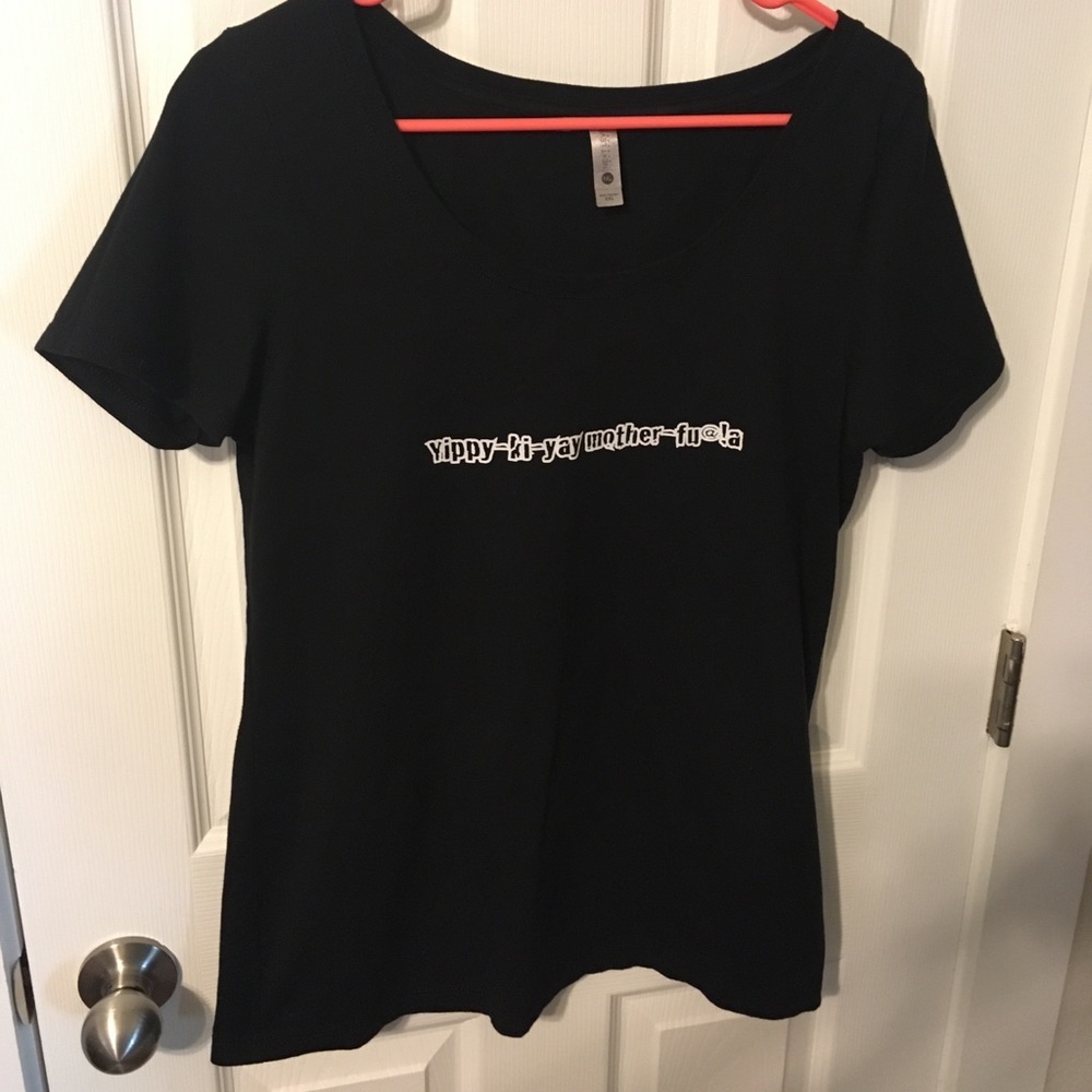 Christmas Tshirt Die Hard black scoop neck “yippy”